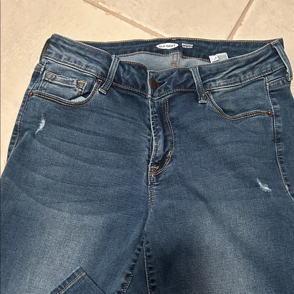 Old Navy Women’s Rockstar Dark Blue Stretch Skinny Jeggings Size 8 Long